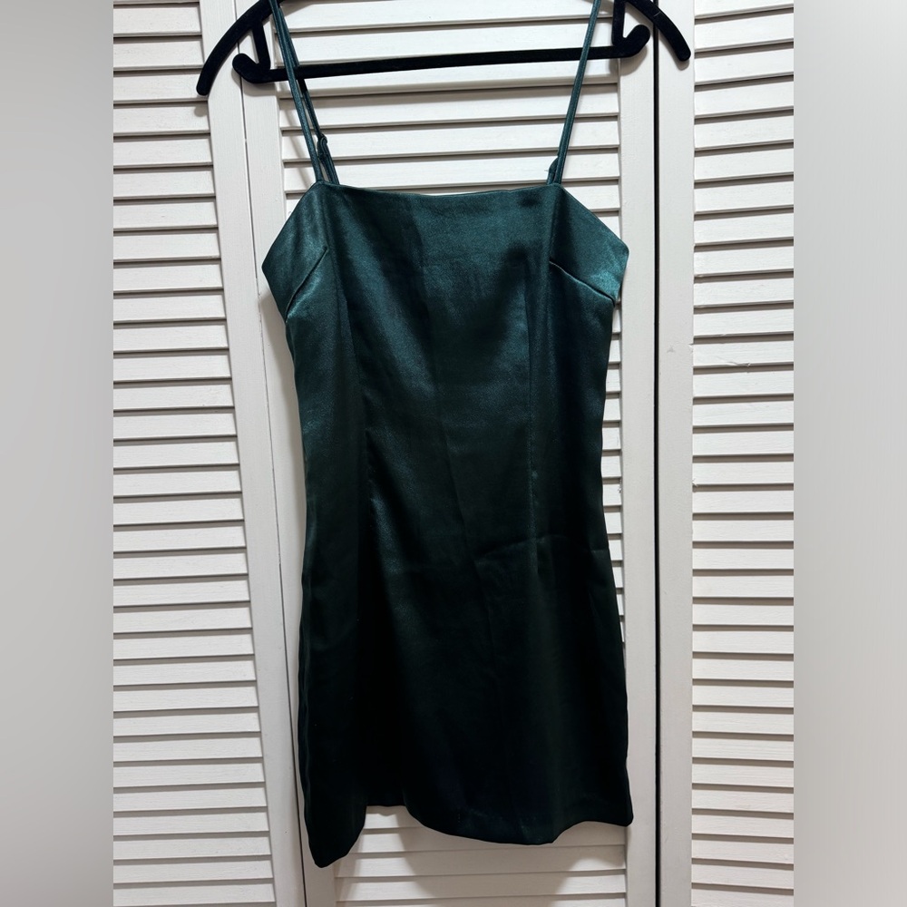 Lulu's  Green Satin Mini Dress
